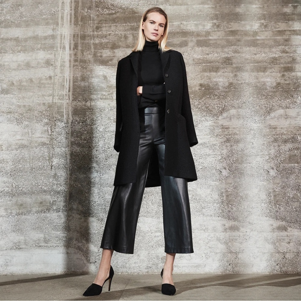 RAFFAELLO ROSSI Black Wide-Leg Faux Leather Pants - Picture 2 of 8